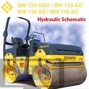 Hydraulic schematic for Bomag BW125AD to BW138AD models, detailing system components and connections
