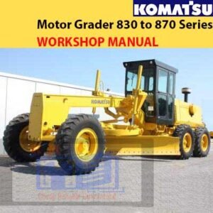 Komatsu Motor Grader repair manual cover featuring technical diagrams and detailed instructions for maintenance and repairs