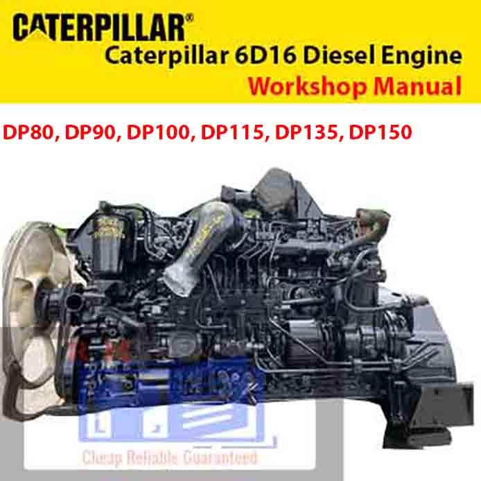 Caterpillar 6D16 Diesel Engine Service Repair Manual cover featuring technical illustrations and detailed repair instructions