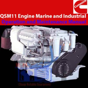 Cummins QSM11 Engine Operation and Maintenance Manual cover featuring engine specifications and maintenance guidelines