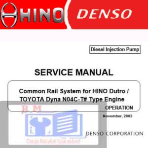 Technical illustration of the Common Rail System for HINO Dutro, detailing parts and their arrangement for maintenance