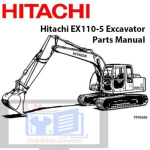 Hitachi EX110-5 Excavator Parts Manual cover featuring detailed diagrams and parts listings for maintenance and repair