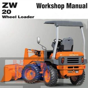 Workshop Manual for Hitachi ZW20 Wheel Loader, featuring the loader and essential maintenance illustrations