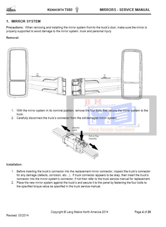 Kenworth T680 Truck Mirror System