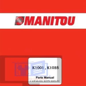 Manitou 1000 Series forklift parts manual cover featuring detailed diagrams and part specifications for maintenance