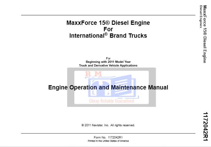 MaxxForce 15 Engine Operation and Maintenance Manual