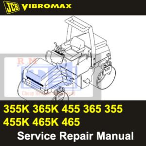 Service repair manual cover for JCB Vibromax models 355, 365, 355K, 365K, 455, 465, 455K, and 465K