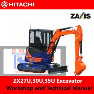 Workshop and technical manual for Hitachi ZX27U, ZX30U, and ZX35U excavators, featuring maintenance and repair guidelines