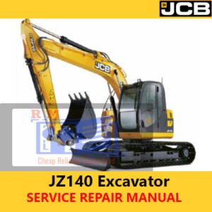 JCB JZ140 Excavator Service Repair Manual cover featuring the model and technical illustrations for maintenance guidance