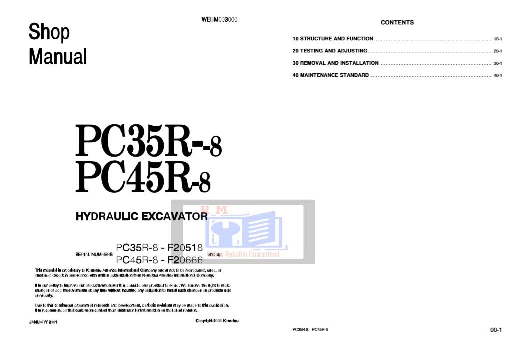 Komatsu PC35R-8, Komatsu PC45R-8 Excavator Workshop Manual - Image 2