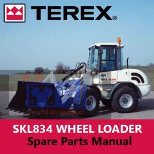 Terex SKL834 Wheel Loader Parts Manual cover featuring detailed diagrams and parts listings for maintenance and repairs