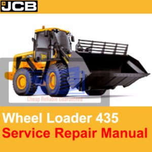 JCB 435 Wheel Loader Service Manual cover, displaying the loader with technical details for repair and servicing procedures