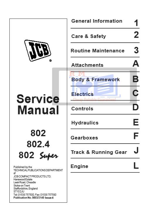 JCB 802, JCB 802.4, JCB 802 Super Mini Excavators Service Repair Manual - Image 2
