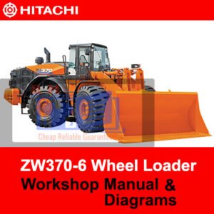 Hitachi ZW370-6 Wheel Loader workshop manual cover featuring diagrams and technical information for maintenance and repair