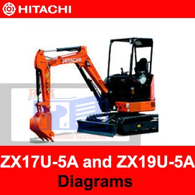Electrical diagrams for Hitachi ZX17U-5A and ZX19U-5A excavators, detailing wiring and component connections