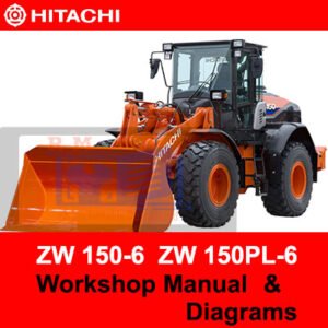Workshop manual and diagrams for Hitachi ZW 150-6 and ZW 150PL-6 Wheel Loaders, detailing maintenance procedures