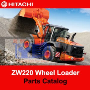 Parts catalog for Hitachi ZW220 Wheel Loader, showcasing detailed diagrams and component listings