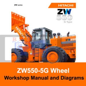 Workshop manual for Hitachi ZW550-5G Wheel Loader featuring diagrams and instructions for servicing and repairs