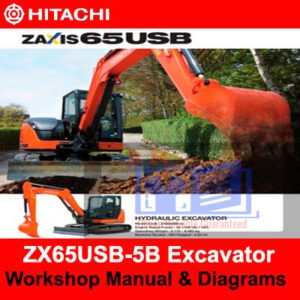 Hitachi ZX65USB-5B Excavator workshop manual with detailed diagrams, providing guidance for repairs and maintenance tasks