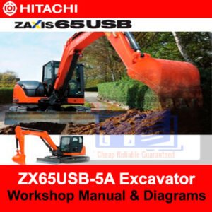 Hitachi ZX65USB-5A Excavator workshop manual with detailed diagrams, providing guidance for repairs and maintenance tasks