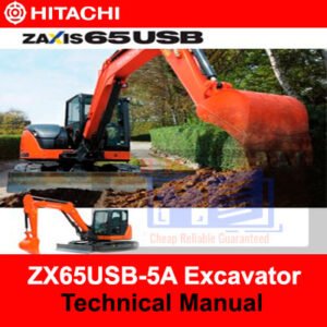 Hitachi ZX65USB-5A Excavator technical manual, showcasing essential information for operation and maintenance procedures