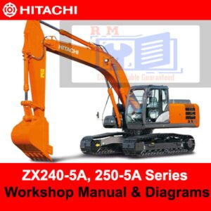 Comprehensive workshop manual and diagrams for Hitachi ZX240-5A and ZX250-5A excavators, focusing on repair and maintenance