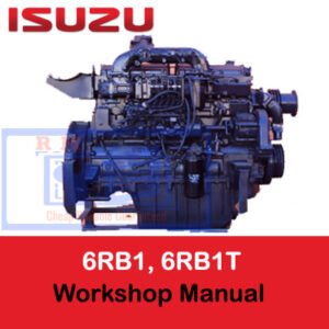 Industrial engine workshop manual for Isuzu 6RB1 and 6RB1T, featuring diagrams and essential maintenance information