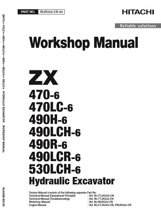 Hitachi ZX470-6, Hitachi ZX490-6, Hitachi ZX530-6 Workshop Manual and Diagrams - Image 2