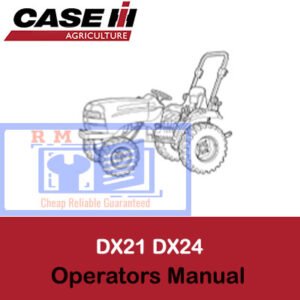 Case IH DX21 and DX24 compact tractors operators manual, showcasing a detailed cover with tractor graphics and model information