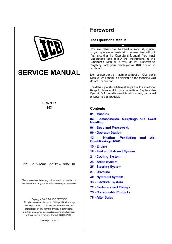 JCB 403 Wheel Loader Service Repair Manual - Image 2