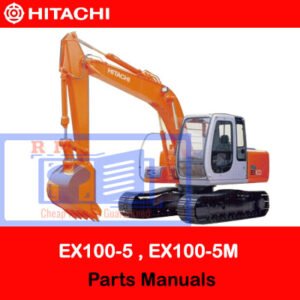 Parts manual for Hitachi EX100-5, EX100M-5, EX110M-5, and EX100-5E excavators, detailing components and specifications