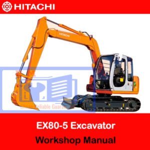 Hitachi EX80-5 Excavator workshop manual cover featuring the model name and technical illustrations
