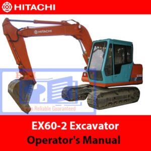 Hitachi EX60-2 Excavator operator's manual, displaying the title and relevant diagrams for user guidance