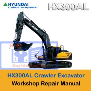 Hyundai HX300AL Excavator Workshop Manual, showcasing the title and technical graphics for repair guidance