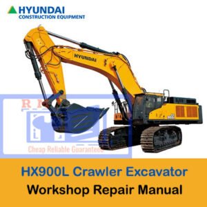 Hyundai HX900L Excavator Workshop Manual cover featuring the model name and technical illustrations