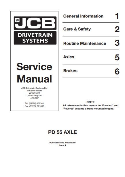 JCB PD55 Drivetrain Series Axles Service Repair Manual - Image 2