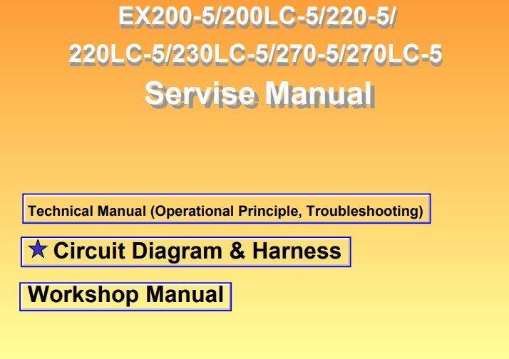 Hitachi EX200-5, EX200LC-5, EX220-5, EX220LC-5, EX230LC-5, EX270-5, EX270LC-5 Full Set of Manuals - Image 2