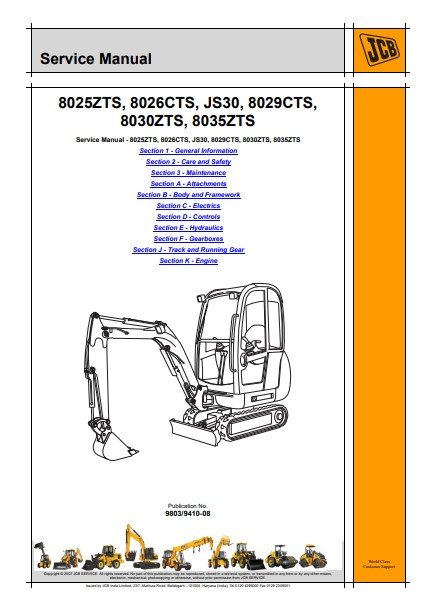 JCB 8025ZTS, 8026CTS, JS30, 8029CTS, 8030ZTS, 8035ZTS Service Repair Manual - Image 2