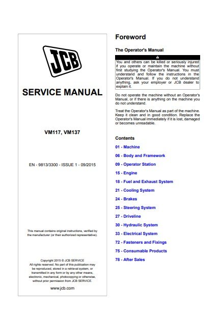 JCB Vibromax VM117, JCB Vibromax VM137 Roller Service Repair Manual - Image 2
