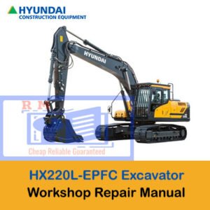 Cover of the Hyundai HX220L-EPFC Crawler Excavator Workshop Manual, detailing specifications and repair instructions
