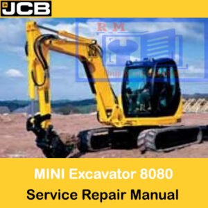 JCB 8080 Midi Excavator service repair manual cover featuring the model and technical illustrations