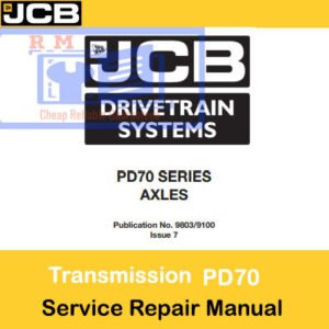 JCB PD70 Series Drivetrain Axles Service Repair Manual cover featuring technical illustrations and detailed specifications