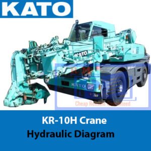 Detailed hydraulic diagram for the KATO KR-10H crane, showcasing the arrangement of hydraulic components and connection
