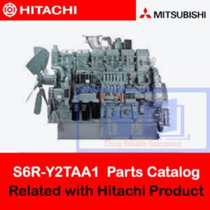 Mitsubishi S6R-Y2TAA1 engine parts catalog related to Hitachi products, showcasing various engine components and specifications