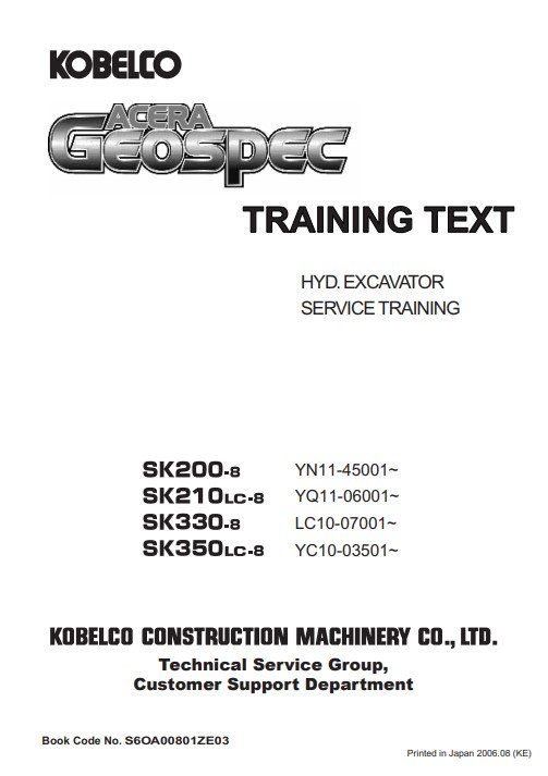 Kobelco SK200-8, Kobelco SK210-8, Kobelco SK330-8, Kobelco SK350LC-8 Service Training Manual - Image 2