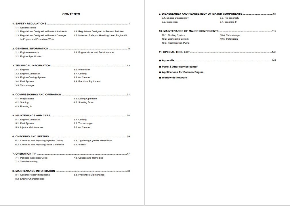 Daewoo P158, Daewoo P180, Daewoo P222 LE Generator Diesel Engines Manual - Image 5