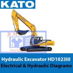 Diagrams illustrating electrical and hydraulic systems for Kato HD1023 III and HD1023 III-LC, detailing component arrangements