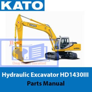 KATO HD1430III Excavator Parts Manual cover featuring detailed diagrams and parts listings for maintenance and repair