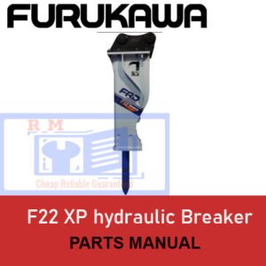 Furukawa F22 XP hydraulic breaker parts manual cover, featuring detailed diagrams and parts lists for maintenance and repair