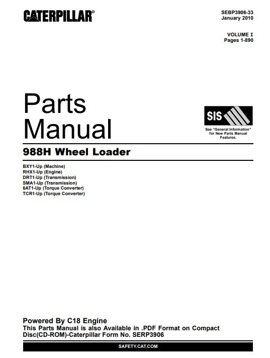 Caterpillar 988H Wheel Loader Parts Manual - Image 2